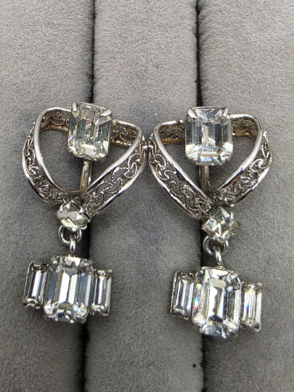 Crystal Drop Silver-Tone Dangle Earrings - Clear